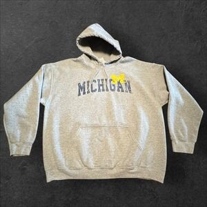 Michigan Wolverines Hoodie Gildan Heavy Blend Gray Y2K College XL